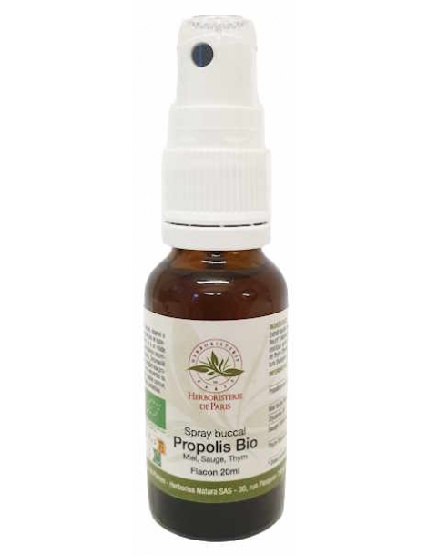 Spray Buccal Propolis bio Miel Sauge Thym 20ml Herboristerie de Paris