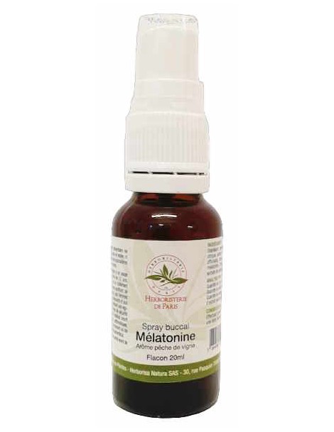 Spray Buccal Mélatonine arôme Pêche de Vigne 20ml Herboristerie de Paris sommeil endormissement Abcbeauté