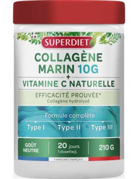 Collagène Marin 10g - Vitamine C poudre 210g SuperDiet naticol cartidyss Abcbeauté articulations