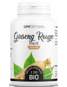 Ginseng Rouge Racine bio 300mg 200 gélules GPH Diffusion bio atlantic tonus vitalité abcbeauté herboristerie