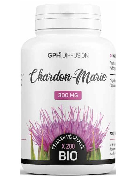 Chardon Marie Bio 200 gélules de 300mg GPH Diffusion Silybum marianum santé du foie Abcbeauté herboristerie