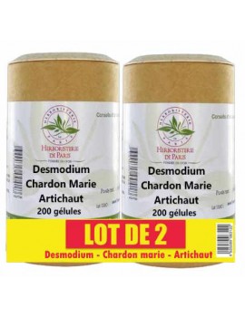 Lot de 2 Desmodium Chardon marie Curcuma Artichaut 2x200 gélules Herboristerie de Paris santé du foie Abcbeauté