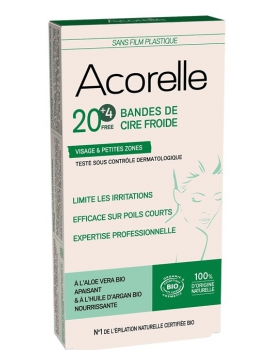 Bandes de cire froide Visage 20 bandes et 4 gratuites Acorelle cire dépilatoire du visage Abcbeauté