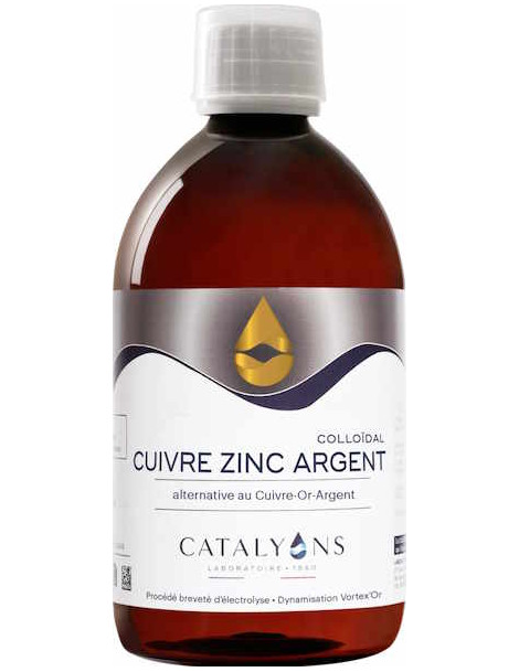 CUIVRE ZINC ARGENT Oligo éléments 500 ml Catalyons immunité peau cheveux gorge défenses Abcbeauté