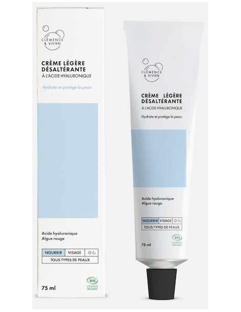 Crème légère désaltérante 75ml Clémence et Vivien crème hydratante fluide bio Abcbeauté