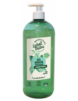 Gel douche fraîcheur 1L Label Tribu menthe poivrée rafraichissante et tonifiante Abcbeauté