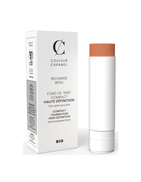 Recharge Fond de teint Compact Haute Définition n°13 Beige orangé Couleur Caramel maquillage bio du teint Abcbeauté