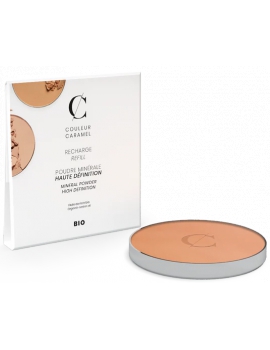 Recharge Poudre minérale Haute Définition No 03 Beige halé Couleur Caramel matifiant et fini mat poudré Abcbeauté maquillage