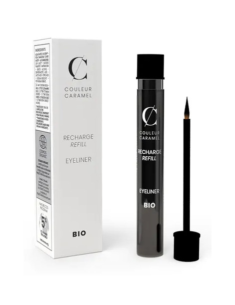 Recharge Eye Liner 01 noir bio applicateur pinceau 5ml Couleur Caramel - maquillage bio pour les yeux