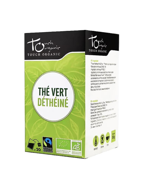 Thé vert BIO déthéiné 20 sachets 30g Touch Organic
