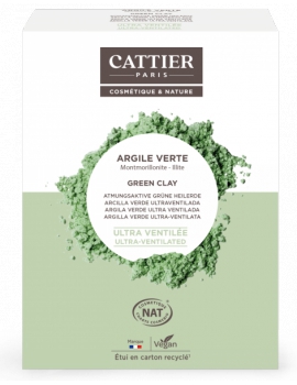 Argile verte ultra ventilée Montmorillonite - Illite - 250g Cattier argile superfine Abcbeauté