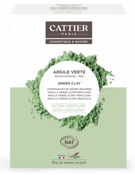 Argile verte ultra ventilée Montmorillonite - Illite - 250g Cattier argile superfine Abcbeauté