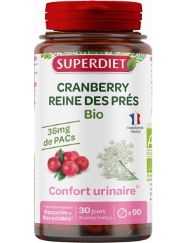 Cranberry Reine des Pres bio 90 comprimés Super Diet confort urinaire par Filipendula ulmaria Abcbeauté