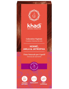 Coloration végétale Henné Amla et Jatropha 100g Khadi reflets cuivrés Abcbeauté