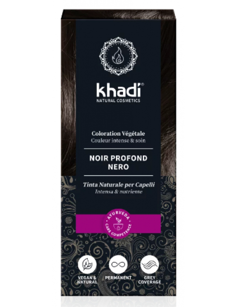 Coloration végétale Noir Profond 100 gr Khadi soin colorant cheveux chatains Abcbeauté