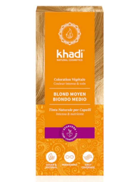 Coloration végétale Blond Moyen 100 gr Khadi sans reflets Abcbeauté