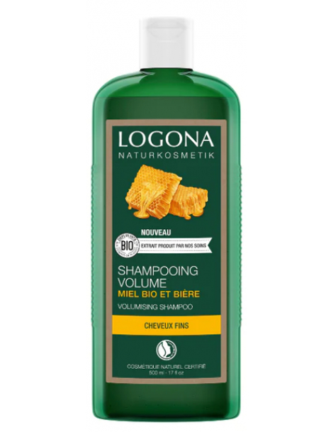 Shampoing volumateur à la bière et au miel 500 ml Logona cheveux plats et raides Abcbeauté
