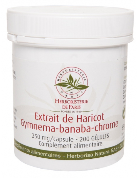 Gluci silhouette Extrait de Haricot Gymnema Banaba Chrome 200 Gélules Herboristerie de paris Abcbeauté