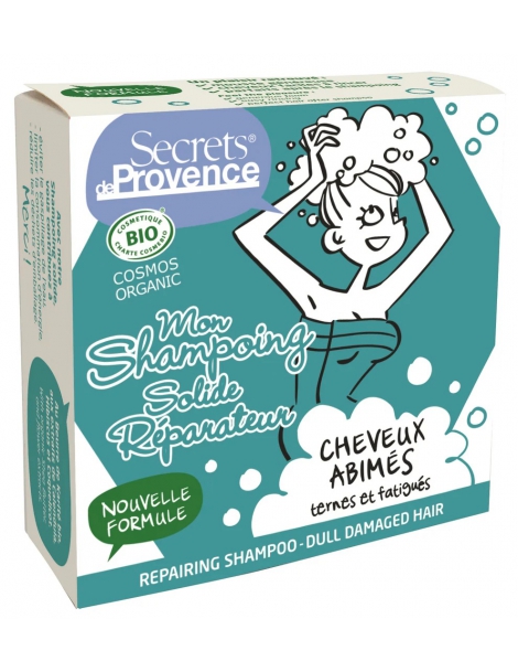 Mon shampoing solide réparateur pour Cheveux Abîmés et Ternes 85 gr Secrets de Provence karité ricin argan Abcbeauté