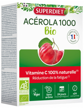 Acerola 1000 Bio 24 comprimes Super Diet vitamine C naturelle Abcbeauté