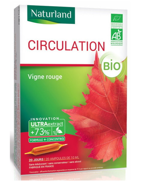 Vigne Rouge Bio 20 ampoules de 10ml Naturland protecteurs antioxydants Abcbeauté