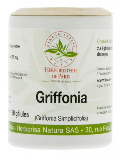 Griffonia simplicifolia fruit 320mg 60 Gélules Herboristerie de Paris 5 hydroxytryptophane Abcbeauté
