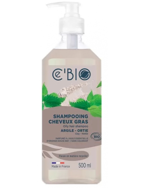 Shampooing cheveux gras Argile Ortie 500 ml C'Bio shampoing bio Abcbeauté