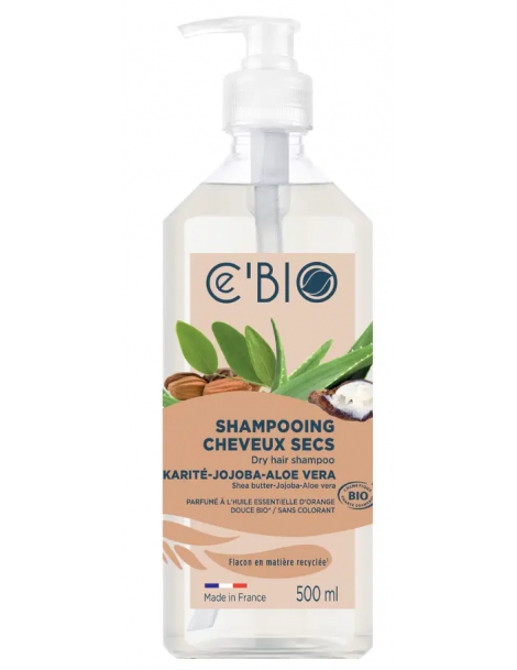 Shampoing cheveux secs Karité Jojoba Aloé 500 ml C'Bio shampoing bio Abcbeauté