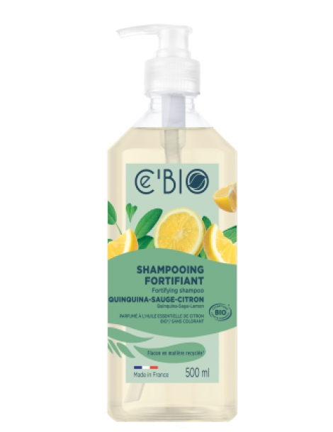 Shampooing fortifiant Quinquina Sauge Citron 500 ml C'BIO shampoing bio Abcbeauté