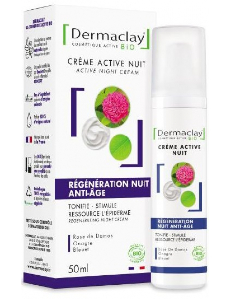 Crème active nuit régénération anti âge 50 ml Dermaclay anti-rides nourrissante Abcbeauté