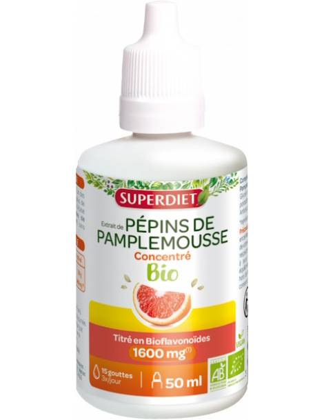 Extrait de Pépins de Pamplemousse Bio 1600 mg 50ml Super Diet défenses naturelles Abcbeauté