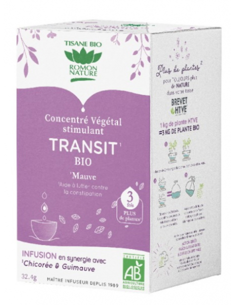 Tisane concentré végétal Transit Bio 18 sachets Romon Nature transit digestion abcbeauté