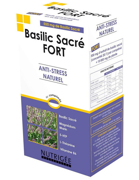 Basilic Sacré fort Anti stress naturel 30 comprimés Nutrigee aide psychologique Abcbeauté