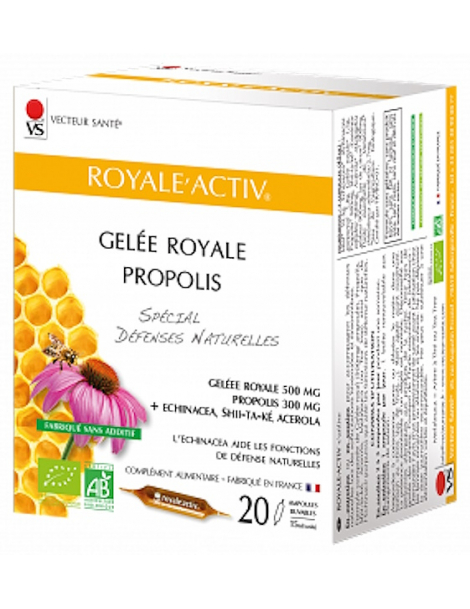 Royale Activ 20 ampoules de 10ml Vecteur Santé échinacée propolis gelée royale shiitaké Abcbeauté