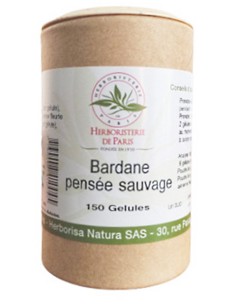 Bardane Pensée Sauvage 150 Gélules végétales Herboristerie de paris beauté acné Abcbeauté compléments alimentaires