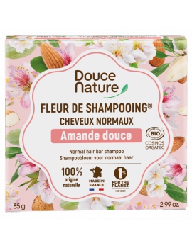 Fleur de Shampooing cheveux Normaux Amande douce 85gr Douce Nature shampoing solide Abcbeauté capillaire