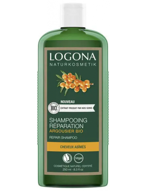 Shampooing réparateur Argousier Bio 250 ml Logona cheveux abîmés et fatigués Abcbeauté hygiène capillaire