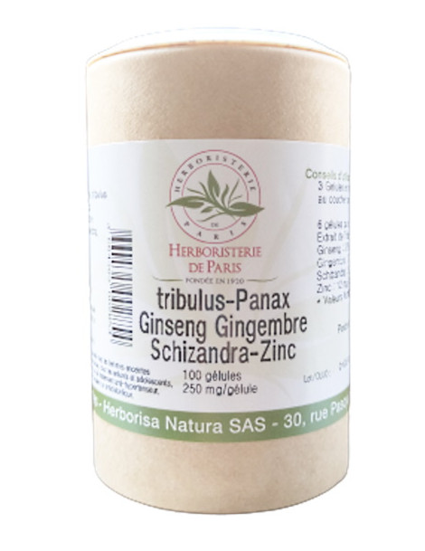 Libido Tribulus Panax Ginseng Gingembre Schisandra Zinc 100 Gélules - Herboristerie de paris tribulus terrestris Abcbeauté