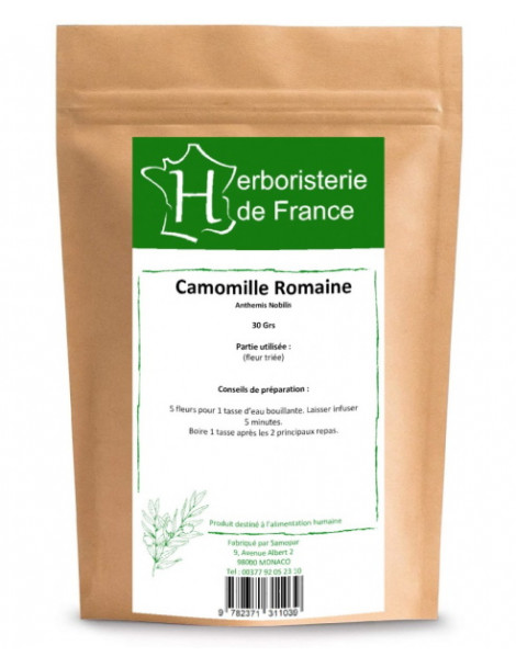 Tisane Camomille Romaine capitule floral trié entier 30gr Herboristerie de France anti-stress anti nervosité Abcbeauté