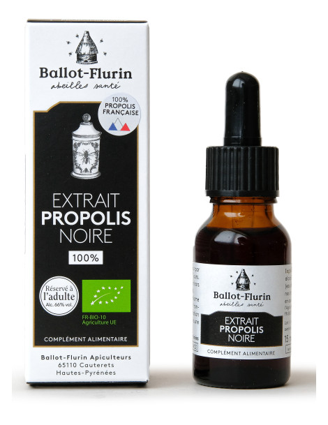 Extrait Liquide de Propolis noire 15 ml Ballot Flurin défenses naturelles ORL Abcbeauté