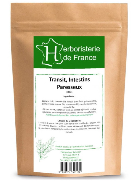 Tisane Transit intestins paresseux 30 gr Herboristerie de France infusion digestive et laxative Abcbeauté