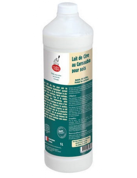 Lait de cire au Carnauba pour sols 1 litre Droguerie écologique lustrage et brillance des surfaces lisses Abcbeauté