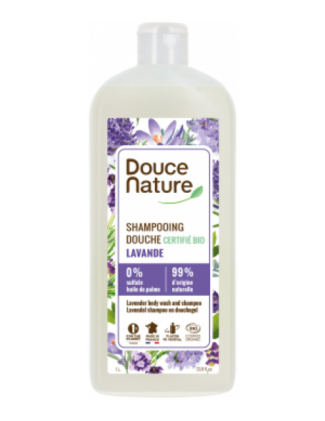 Shampoing Douche Provence Lavande de la Drôme 1L Douce Nature hygiène et brillance capillaire Abcbeauté