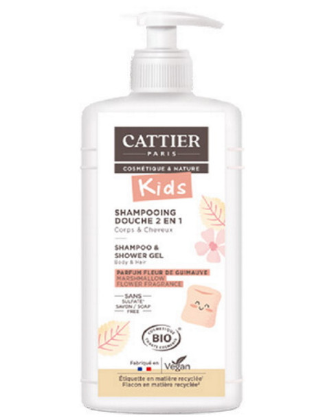 Shampoing douche 2 en 1 Kids parfum fleur de guimauve 500ml Cattier