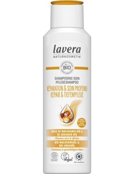 Shampoing réparateur expert et soin profond 250 ml Lavera brillance et soin par le macadamia et le quinoa Abcbeauté