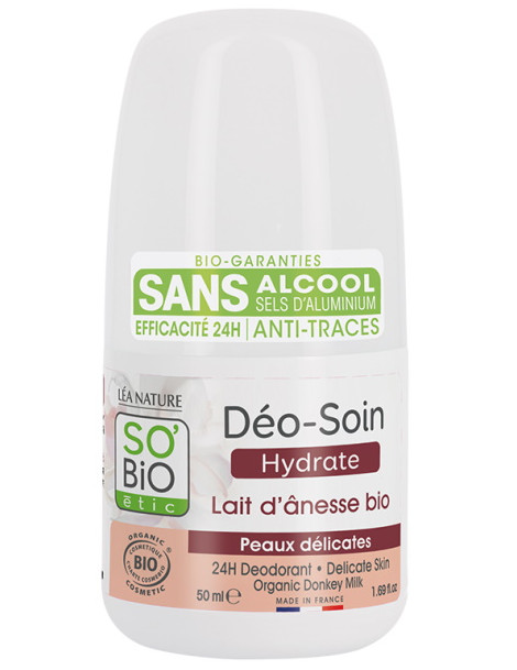 Déo Soin Déodorant soyeux lait d'ânesse peaux normales à sensibles 50ml So Bio Etic fraicheur et protection Abcbeauté