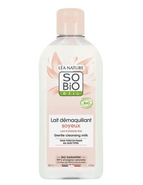 Lait démaquillant au lait d'ânesse bio 200 ml So Bio Etic karité aloe vera abcbeauté visage