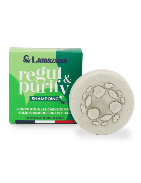 Shampoing solide Cheveux gras argile verte spiruline 70gr Lamazuna zero dechets ecologique Abcbeauté