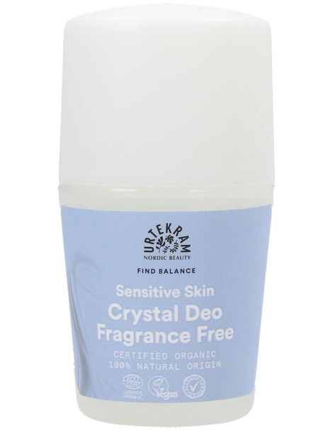 Déodorant roll on Crystal deo sans parfum peaux sensibles 50ml Urtekram peaux réactives Abcbeauté