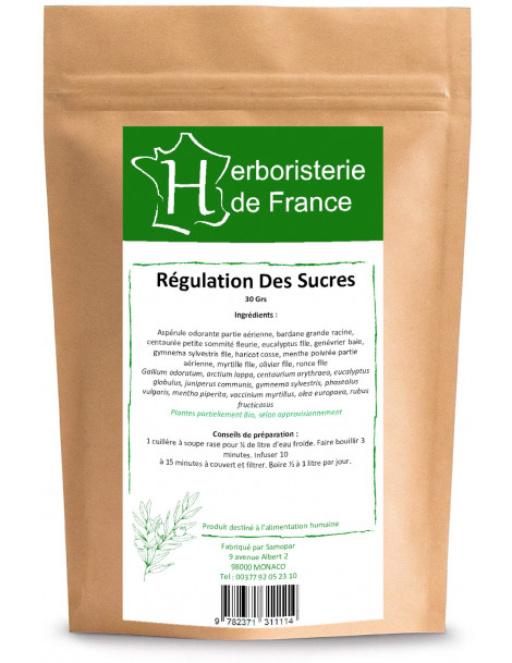 Herboristerie De France Tisane Régulation des Sucres 30g cosse de haricot olivier feuilles Abcbeauté